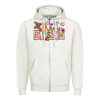 Oatmeal Heather He is risen Zipper Hoodie - NancyCooperArtShop