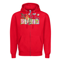 Red He is risen Zipper Hoodie - NancyCooperArtShop