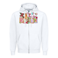 White He is risen Zipper Hoodie - NancyCooperArtShop