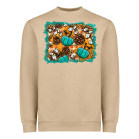 Mushroom fall pumpkin distressed background Heavyweight Sweatshirt - BundleAndBundleShop