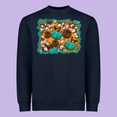 Fall Pumpkin Distressed Background Heavyweight Sweatshirt Designed By Bundleandbundleshop