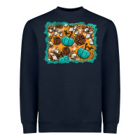Navy fall pumpkin distressed background Heavyweight Sweatshirt - BundleAndBundleShop