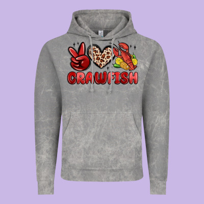 Peace Love Crawfish Vintage Hoodie Designed By Maliassmallbusiness