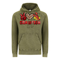Vintage Olive peace love crawfish Vintage Hoodie - MaliasSmallBusiness