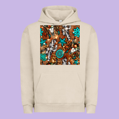 Western Gemstone Aztec Seamless Pattern Urban Hoodie Designed By Bundleandbundleshop
