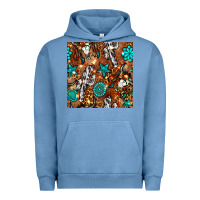 Pigment Pebble Blue western gemstone aztec seamless pattern Urban Hoodie - BundleAndBundleShop