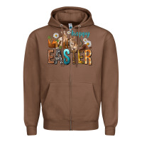 Chestnut Happy Easter with Cowboy Zipper Hoodie - NancyCooperArtShop