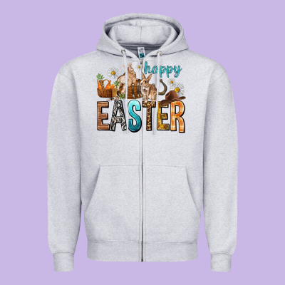 Happy Easter With Cowboy Zipper Hoodie Designed By Nancycooperartshop