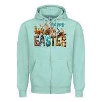 Seafoam Happy Easter with Cowboy Zipper Hoodie - NancyCooperArtShop