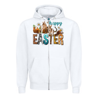 White Happy Easter with Cowboy Zipper Hoodie - NancyCooperArtShop
