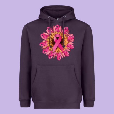 Cancer Ribbon Sunflower Cancer Awareness Heavyweight Hoodie Designed By Howdyjamesfarm