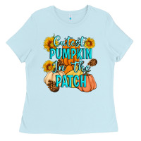 Baby Blue Cutest Pumpkin In The Patch Ladies Tee - Artiststas