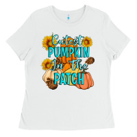 White Cutest Pumpkin In The Patch Ladies Tee - Artiststas