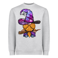 Heather Grey witch gnome with broom Heavyweight Sweatshirt - BundleAndBundleShop