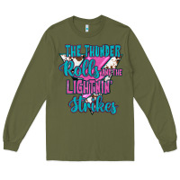 Army Green The Thunder Rolls And The Lıghtnıng Strikes Long Sleeve Tee - JahusDesignShop