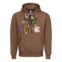 Chestnut He is risen Easter Zipper Hoodie - NancyCooperArtShop
