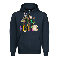 Navy He is risen Easter Zipper Hoodie - NancyCooperArtShop