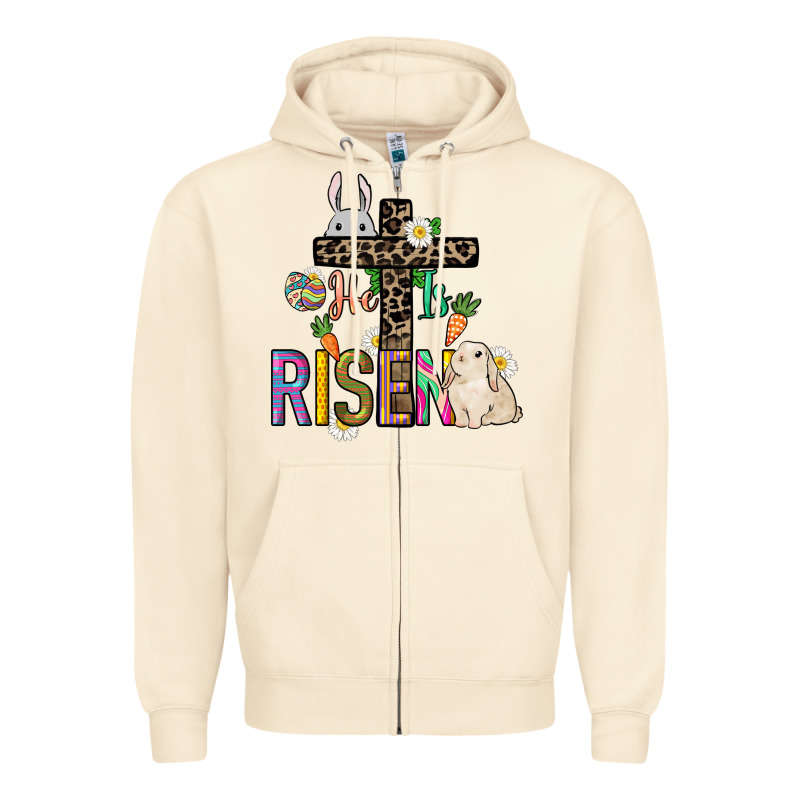 He Is Risen Easter Zipper Hoodie by NancyCooperArtShop | Teevron