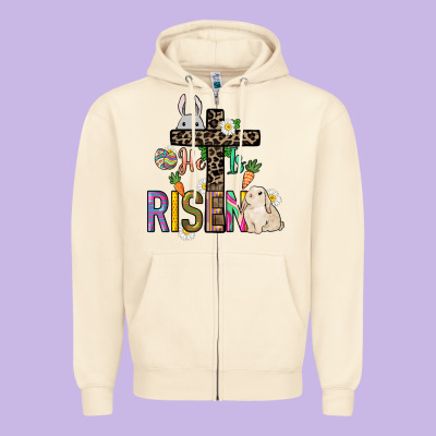He Is Risen Easter Zipper Hoodie Designed By Nancycooperartshop