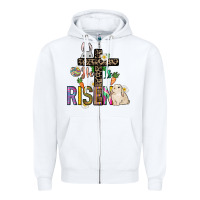 White He is risen Easter Zipper Hoodie - NancyCooperArtShop