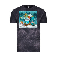 Cloud Black winter coffee cups with gnome Vintage Tee - NancyCooperArtShop
