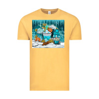 Vintage Mustard winter coffee cups with gnome Vintage Tee - NancyCooperArtShop