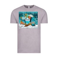 Vintage Zinc winter coffee cups with gnome Vintage Tee - NancyCooperArtShop