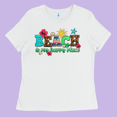 Beach Is My Happy Place Ladies Tee Designed By Adodesignshop