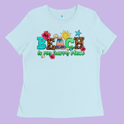 Beach Is My Happy Place Ladies Tee Designed By Adodesignshop