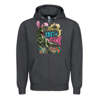 Smoke Happy Easter Day T-rex Zipper Hoodie - NancyCooperArtShop