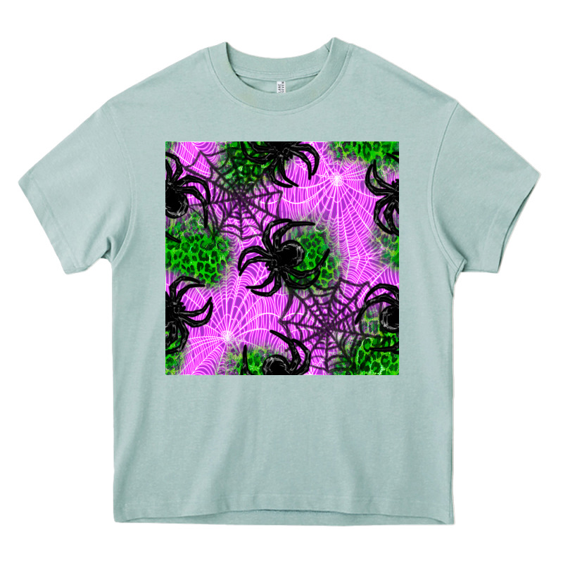Halloween Spider Green Leopard Seamless Pattern Heavy Core Tee by BundleAndBundleShop | Teevron