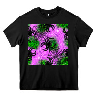Black halloween spider green leopard seamless pattern Heavy Core Tee - BundleAndBundleShop