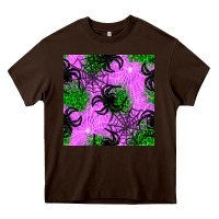 Chocolate Brown halloween spider green leopard seamless pattern Heavy Core Tee - BundleAndBundleShop