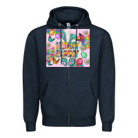 Navy Hunny Bunny and egg Easter Zipper Hoodie - NancyCooperArtShop