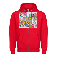 Red Hunny Bunny and egg Easter Zipper Hoodie - NancyCooperArtShop
