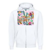 White Hunny Bunny and egg Easter Zipper Hoodie - NancyCooperArtShop