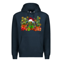 Navy christmas cactus Premium Hoodie - CowGirlArtShop