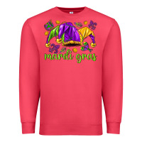 Cardinal Mardi Gras with jester hat Premium Sweatshirt - HowdyJamesFarm