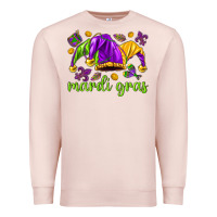 Pale Pink Mardi Gras with jester hat Premium Sweatshirt - HowdyJamesFarm