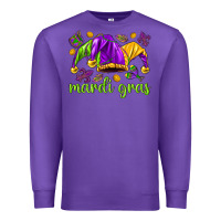 Purple Mardi Gras with jester hat Premium Sweatshirt - HowdyJamesFarm