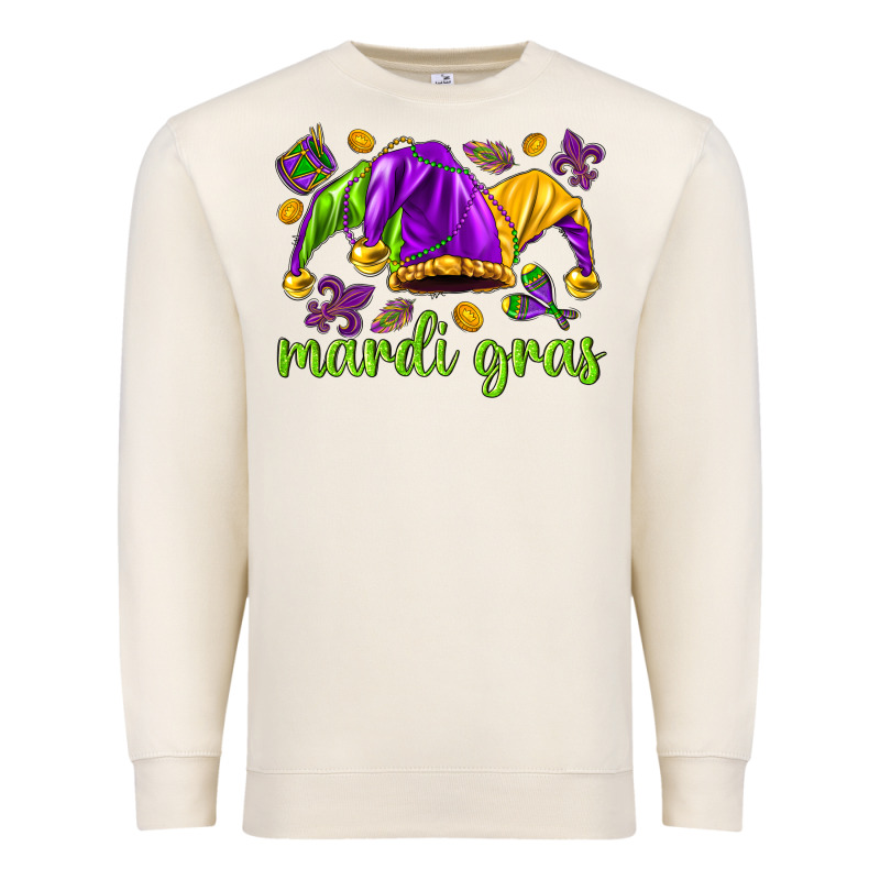 Mardi Gras With Jester Hat Premium Sweatshirt by HowdyJamesFarm | Teevron