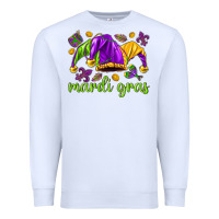 White Mardi Gras with jester hat Premium Sweatshirt - HowdyJamesFarm