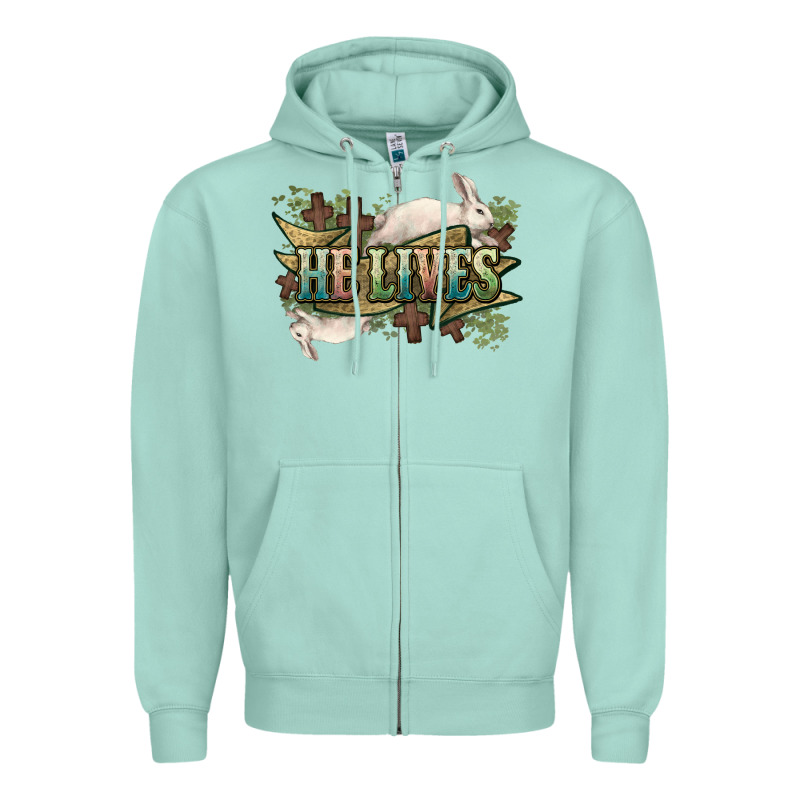He Lives Easter Zipper Hoodie by NancyCooperArtShop | Teevron