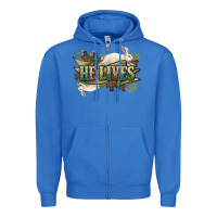 True Royal He lives Easter Zipper Hoodie - NancyCooperArtShop