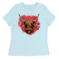 Baby Blue highland cow valentines Ladies Tee - JahusDesignShop