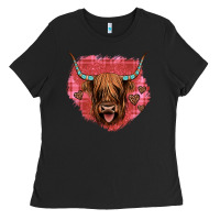 Black highland cow valentines Ladies Tee - JahusDesignShop