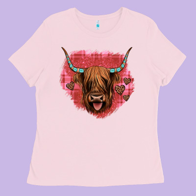 Highland Cow Valentines Ladies Tee Designed By Jahusdesignshop