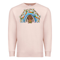 Pale Pink Easter Bunny with carrot rainbow Easter Day Premium Sweatshirt - HowdyJamesFarm