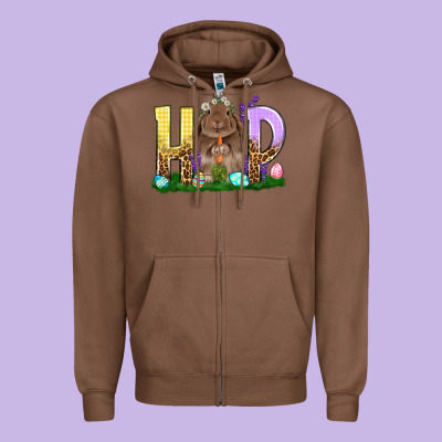 Hop Rabbit Zipper Hoodie Designed By Nancycooperartshop