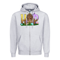 Heather Grey Hop rabbit Zipper Hoodie - NancyCooperArtShop